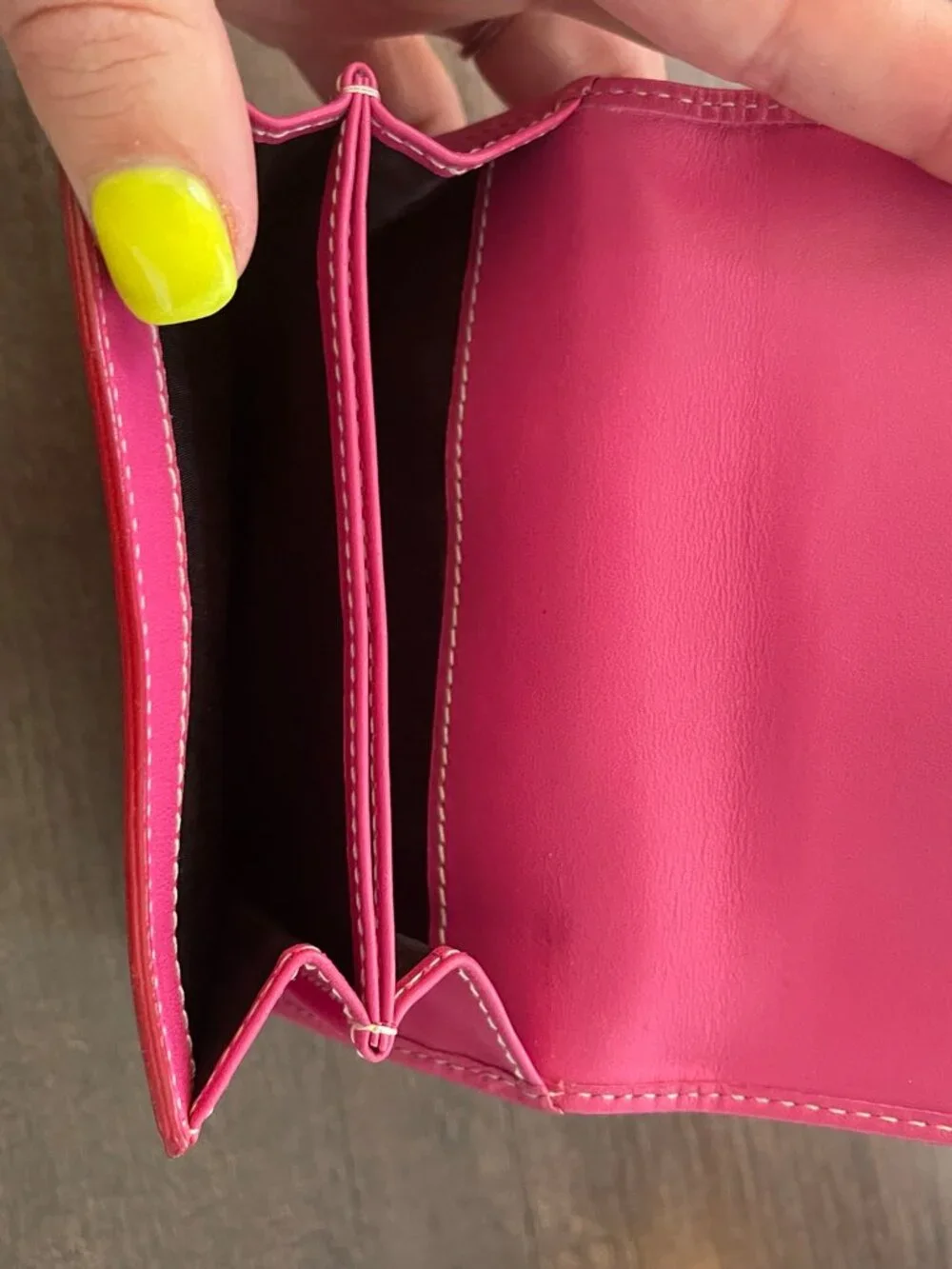 Kate Spade New York Red Leather Trifold Wallet Snap Tab Closure